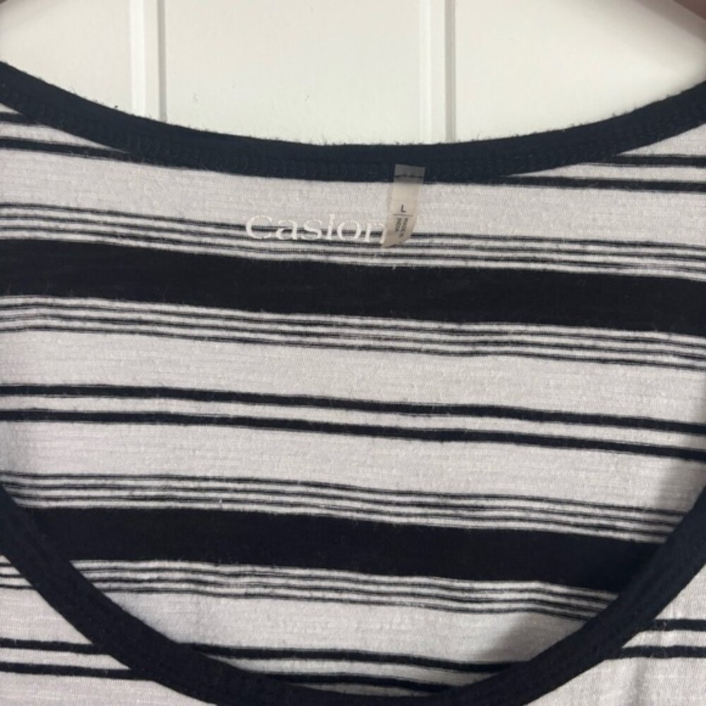 Black & White Striped Tank Top - Size Large - Picture 4 of 6